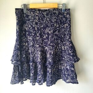 Part Two Floral Tierd Chiffon Navy Flowy Garden Girl Fawn Boho Skirt